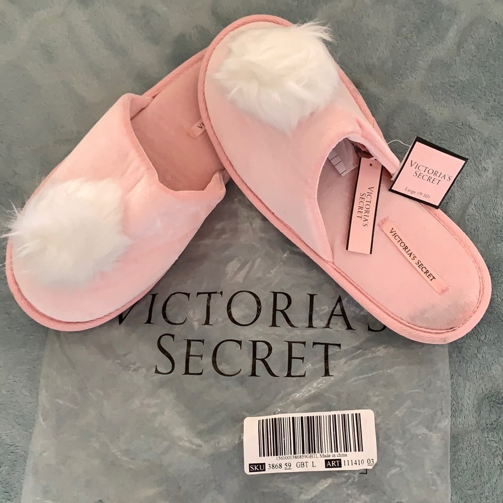 Victoria secret pompom pink slippers
